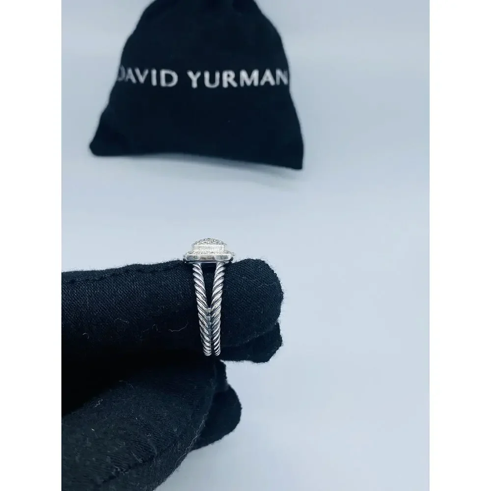 David Yurman Sterling Silver petite Albion w/diamonds ring Size 7